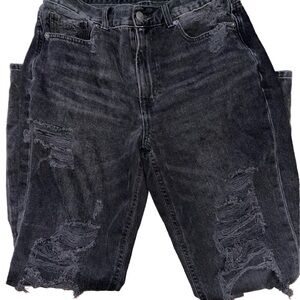 American Eagle Outfitters Black Distressed Flare Jeans